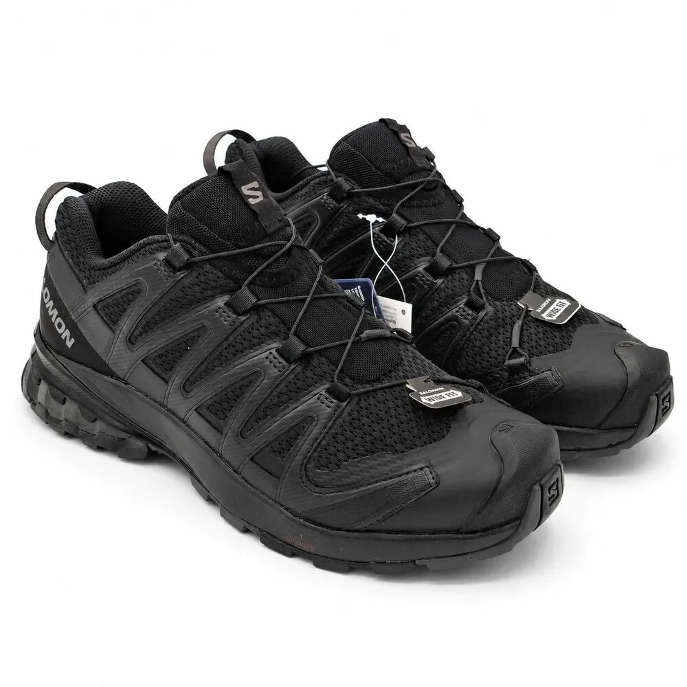 Salomon XA Pro 3D V8 Wide Men's 9.5 Black Trail Running Hiking Shoes Quicklace